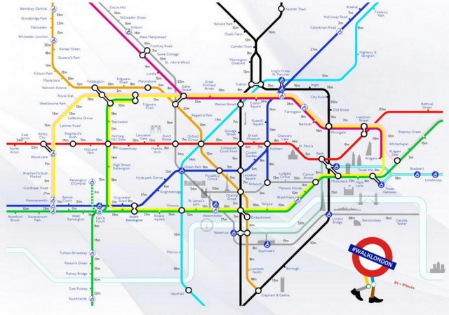 How long it takes to walk between tube stations